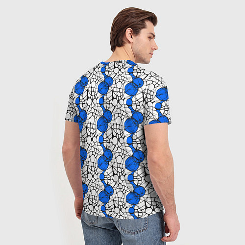 Мужская футболка Нейрографический узор из синих кругов и овалов / 3D-принт – фото 4