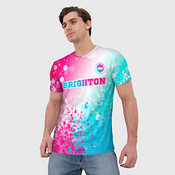 Футболка мужская Brighton neon gradient style посередине, цвет: 3D-принт — фото 2