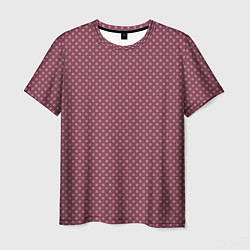 Мужская футболка Приглушённый тёмно-розовый паттерн квадратики