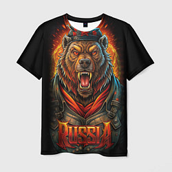 Мужская футболка Мощный красный медведь - Russia