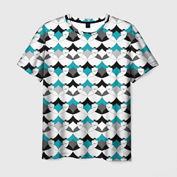 Мужская футболка Разноцветный черный голубой с белым геометрический