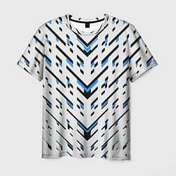 Мужская футболка Black and blue stripes on a white background