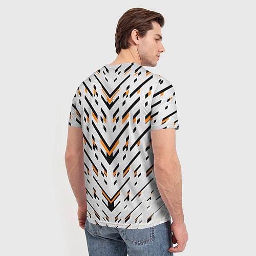 Мужская футболка Чёрные и жёлтые полосы на белом фоне / 3D-принт – фото 4