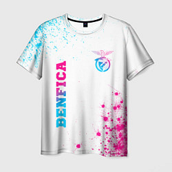 Мужская футболка Benfica neon gradient style вертикально