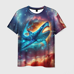 Мужская футболка Космическая неоновая акула - нейросеть