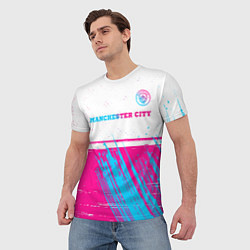 Футболка мужская Manchester City neon gradient style посередине, цвет: 3D-принт — фото 2