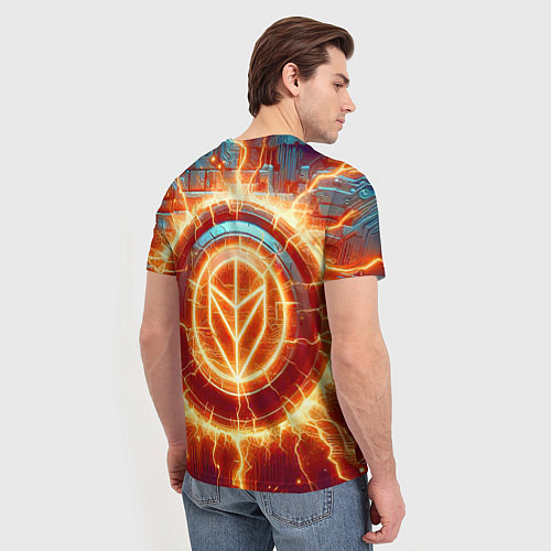 Мужская футболка Наэлектризованная кибер поверхность - нейросеть / 3D-принт – фото 4
