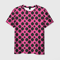 Мужская футболка Гороховый тренд черный на розовом фоне