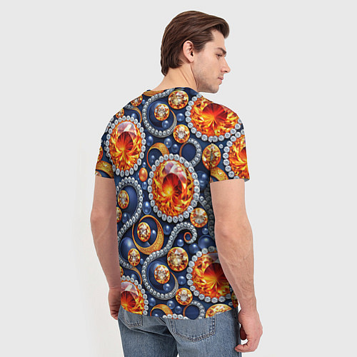 Мужская футболка Ювелирные украшение с золотом и бриллиантом паттер / 3D-принт – фото 4