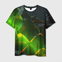 Мужская футболка Зеленая абстрактная неоновая текстура