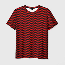 Мужская футболка Красно-чёрный волнистые линии
