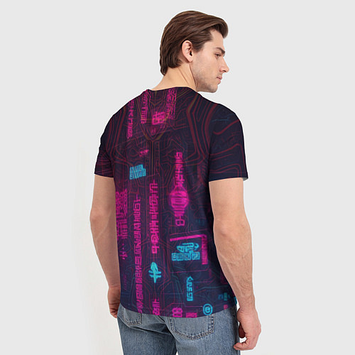 Мужская футболка Кибернетический андроид с рогами / 3D-принт – фото 4