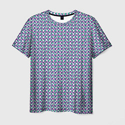 Мужская футболка Волнистые полосы текстурированный сиренево-бирюзов