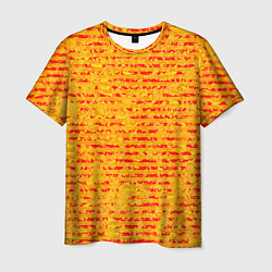 Мужская футболка Яркий красно-жёлтый абстарктный полосатый