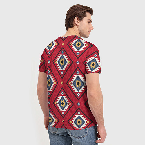 Мужская футболка Этнические ромбы на красном / 3D-принт – фото 4