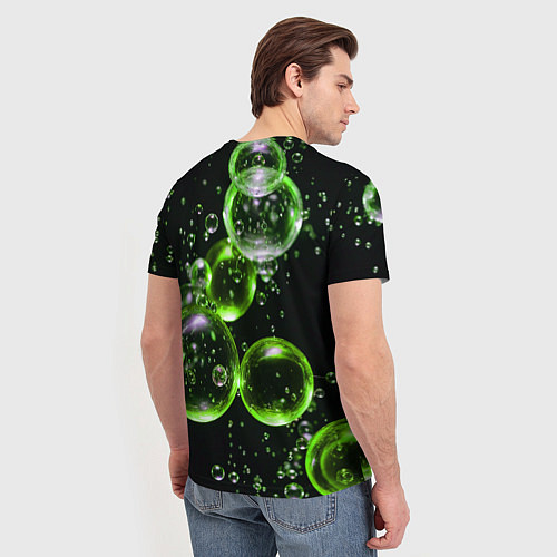 Мужская футболка Зеленые пузыри на черном / 3D-принт – фото 4