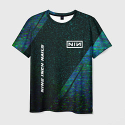 Мужская футболка Nine Inch Nails glitch blue