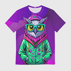 Мужская футболка Модная сова на фиолетовом