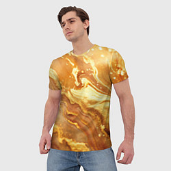 Футболка мужская Жидкое золото текстура, цвет: 3D-принт — фото 2