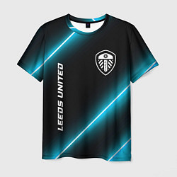 Футболка мужская Leeds United неоновые лампы, цвет: 3D-принт