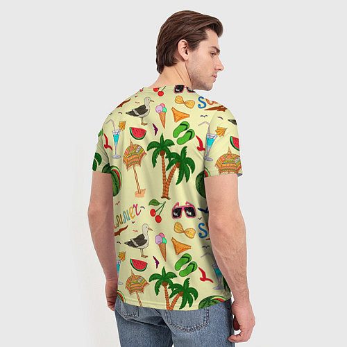 Мужская футболка Летний отпускной паттерн / 3D-принт – фото 4