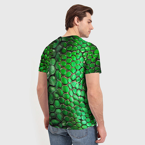 Мужская футболка Зеленая змеиная кожа / 3D-принт – фото 4