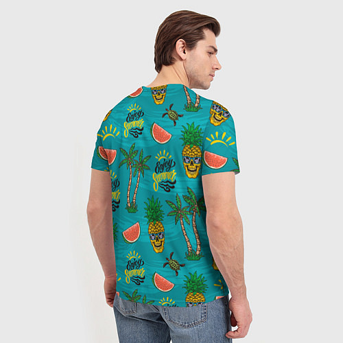 Мужская футболка Enjoy summer pattern - pineapple / 3D-принт – фото 4