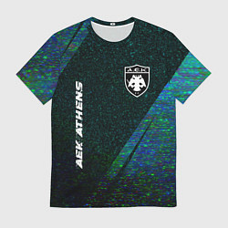 Футболка мужская AEK Athens glitch blue, цвет: 3D-принт