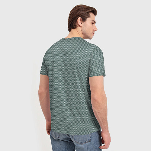 Мужская футболка Пыльно-зелёный паттерн ромбы / 3D-принт – фото 4