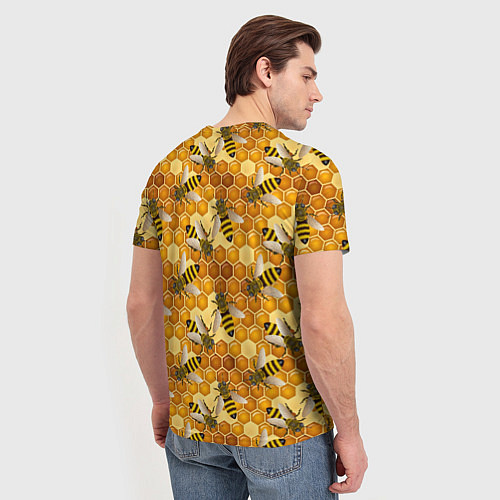 Мужская футболка Соты со пчелами / 3D-принт – фото 4