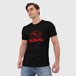 Футболка мужская Subaru red logo, цвет: 3D-принт — фото 2