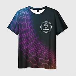 Мужская футболка Saab neon hexagon