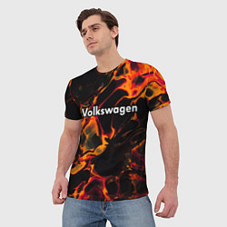 Футболка мужская Volkswagen red lava, цвет: 3D-принт — фото 2