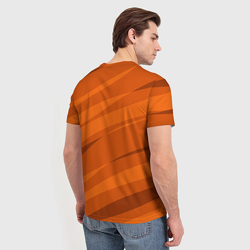 Мужская футболка Тёмный оранжевый полосами / 3D-принт – фото 4