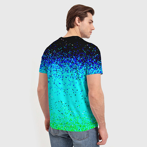 Мужская футболка Пикселизация неоновых цветов / 3D-принт – фото 4
