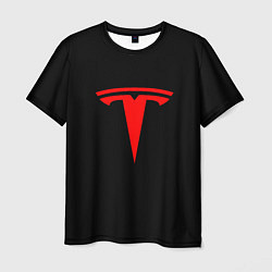 Мужская футболка Tesla red logo