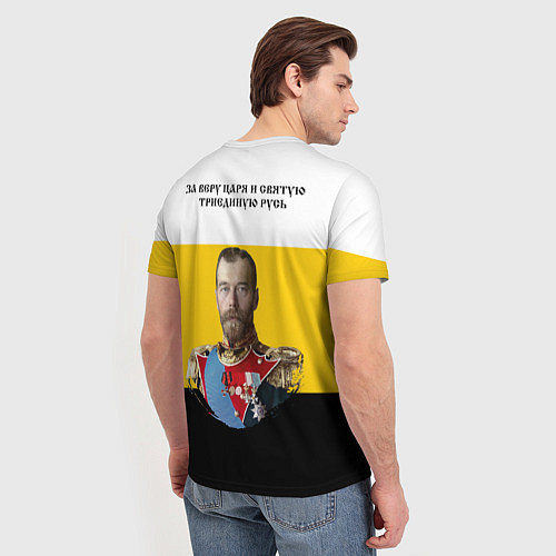 Мужская футболка За веру царя Николай II крест черный / 3D-принт – фото 4