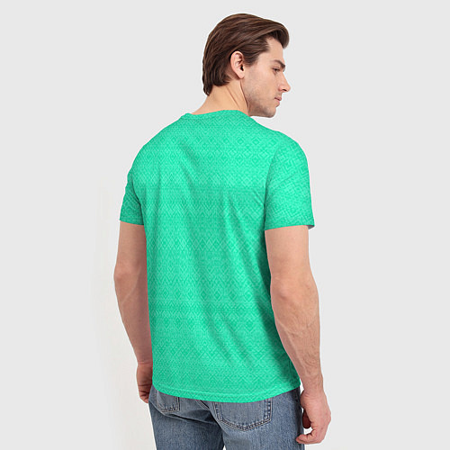 Мужская футболка Аквамарин однотонный полосатый узор / 3D-принт – фото 4