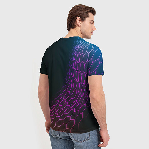 Мужская футболка Infiniti neon hexagon / 3D-принт – фото 4