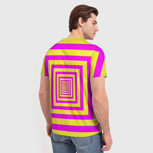 Мужская футболка Удаление квадратов - оптический коридор желтый / 3D-принт – фото 4