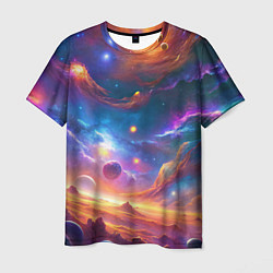 Мужская футболка Космический пейзаж яркий с галактиками