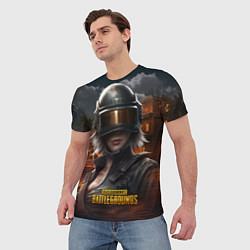 Футболка мужская PUBG девушка в шлеме, цвет: 3D-принт — фото 2