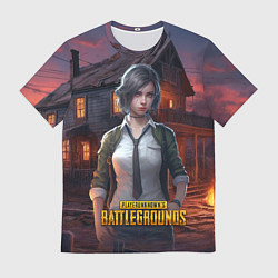 Мужская футболка PUBG девушка в игре