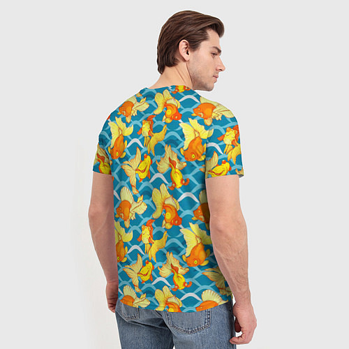 Мужская футболка Разноцветные золотые рыбки / 3D-принт – фото 4