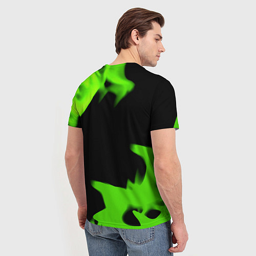 Мужская футболка Xbox one green flame / 3D-принт – фото 4