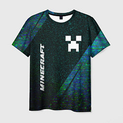 Мужская футболка Minecraft glitch blue