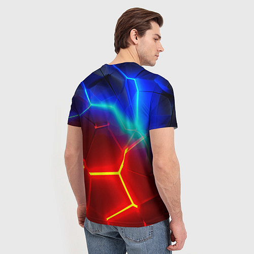 Мужская футболка Красные плиты с ярким светом / 3D-принт – фото 4