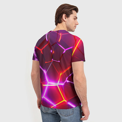 Мужская футболка Красные плиты с фиолетовым свечением / 3D-принт – фото 4