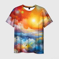 Мужская футболка Закат солнца - разноцветные облака