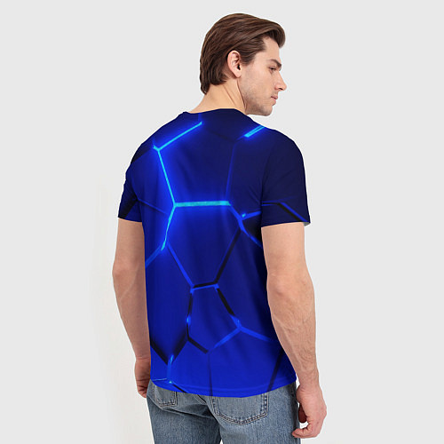 Мужская футболка Текстура темных синих неоновые плиты / 3D-принт – фото 4